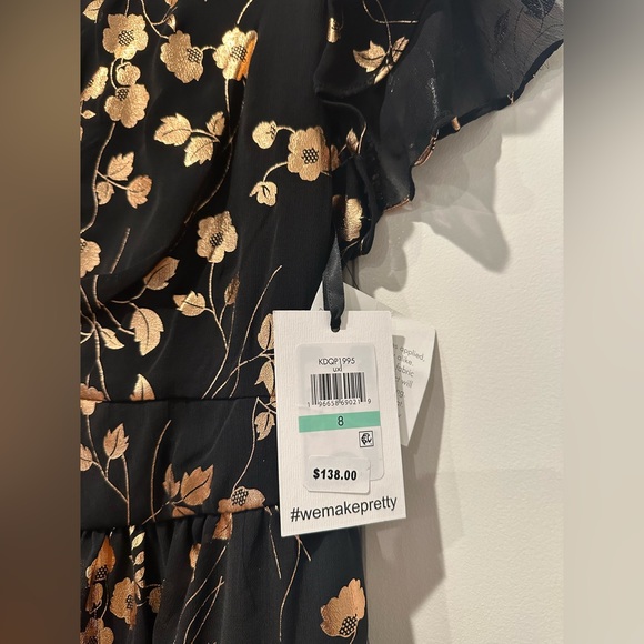 Kensie Black Maxi Dress with Rose Gold Flowers Kensie Black Maxi Dress with Rose Gold Flowers